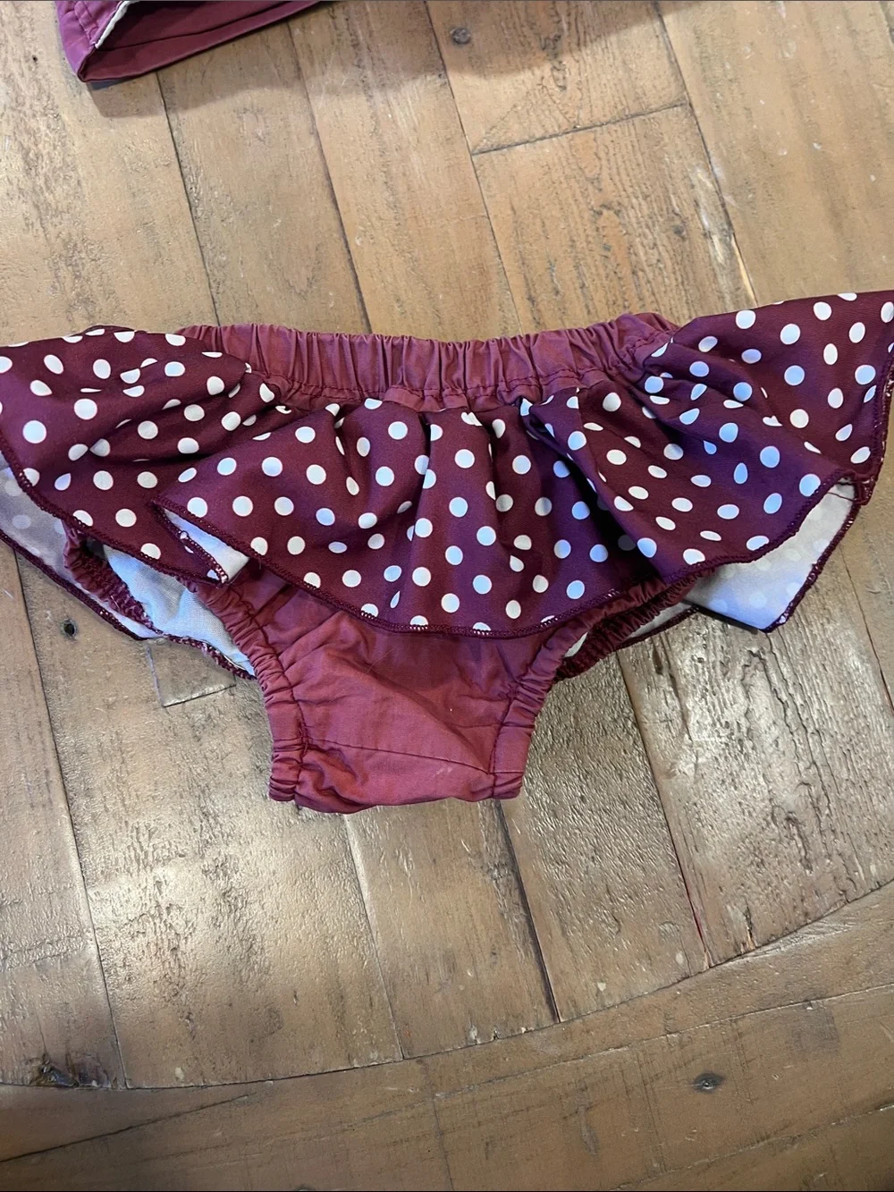 Addie Lou Blu bulldog polka dot sunsuit two piece 2T burgundy boutique